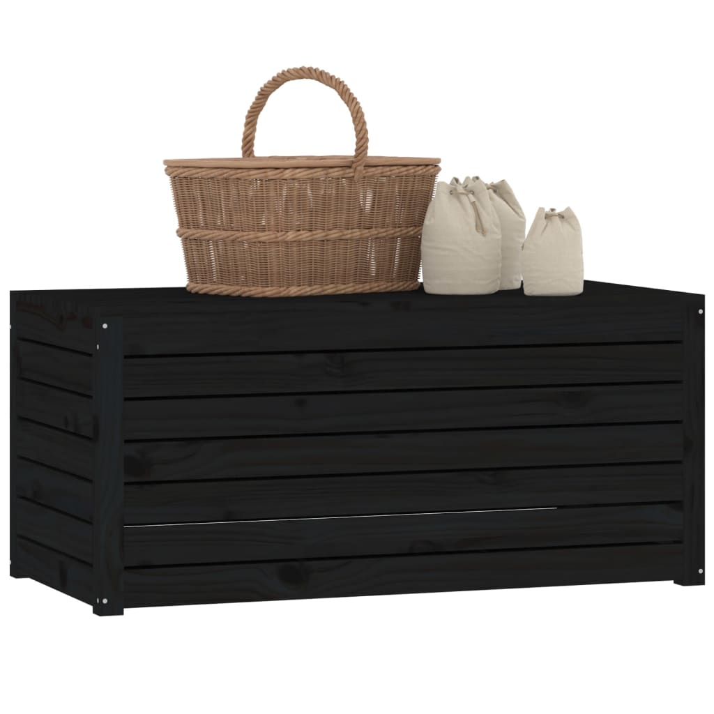 Contenitore Giardino Nero 101x50,5x46,5 Cm Legno Massello Pino