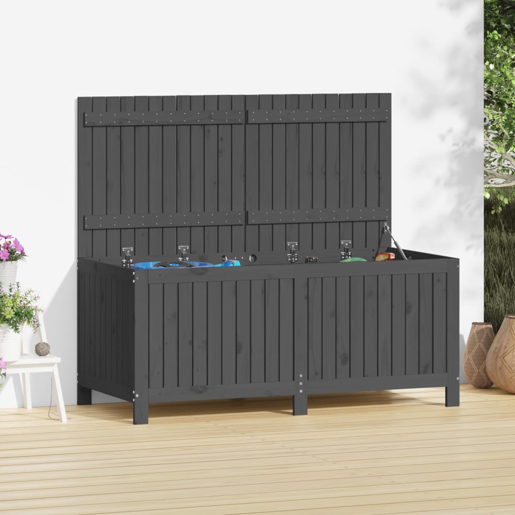 Contenitore Da Giardino Grigio 147x68x64 Cm Legno Massello Pino