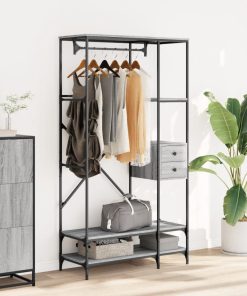 Appendiabiti Con Scaffali Grigio Sonoma In Legno Multistrato