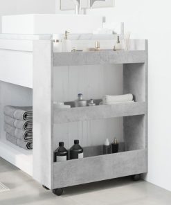 Carrello Stretto A 3 Livelli Grigio Cemento In Truciolato