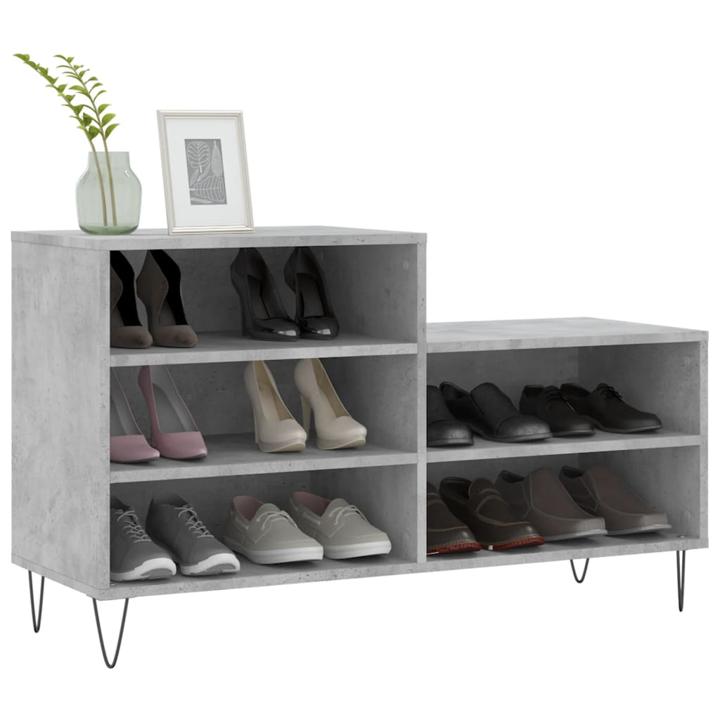 Scarpiera Grigio Cemento 102x36x60 Cm In Legno Multistrato