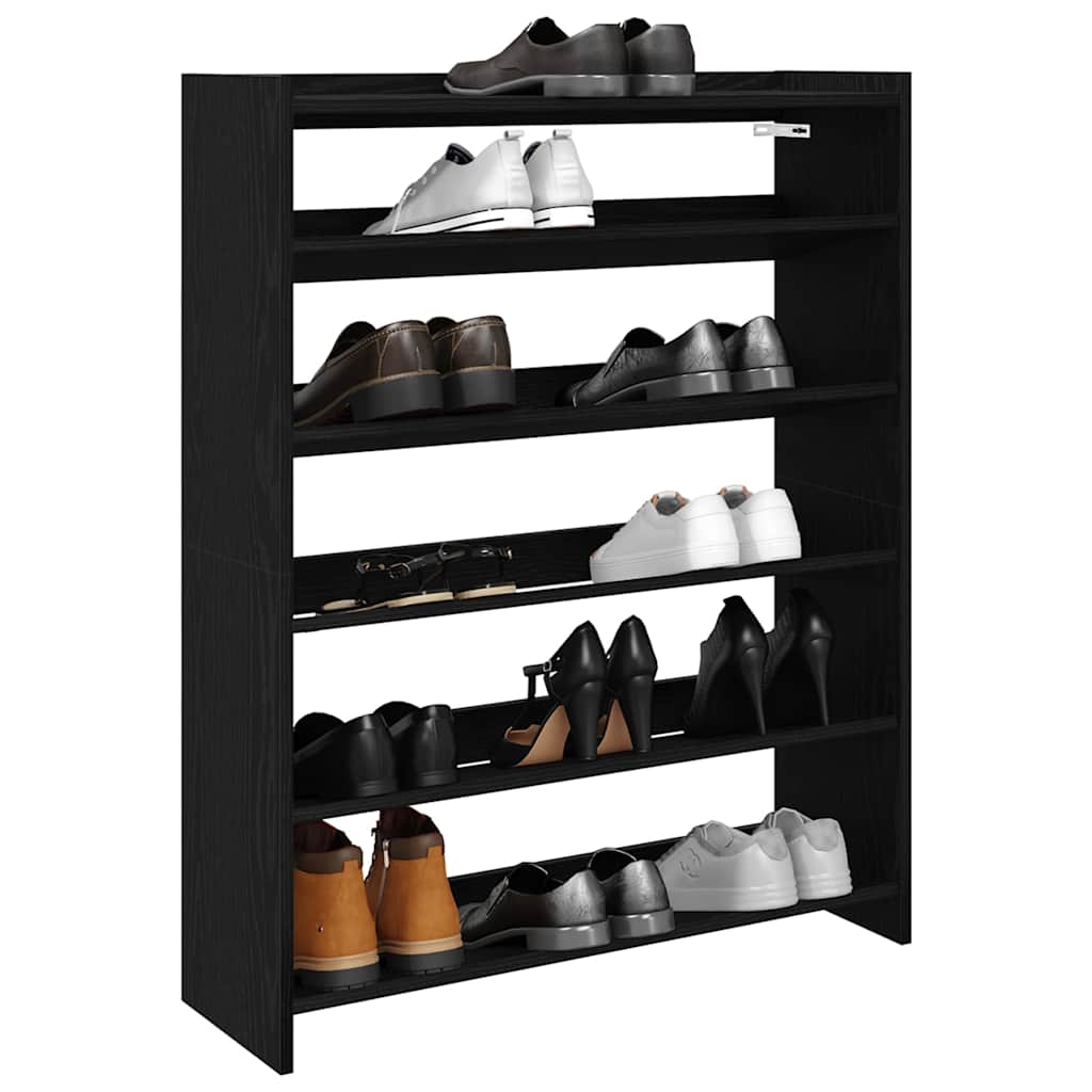 Scarpiera Nera 80x25x100 Cm In Legno Multistrato