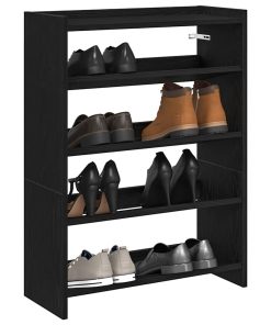 Scarpiera Nera 60x25x81 Cm In Legno Multistrato