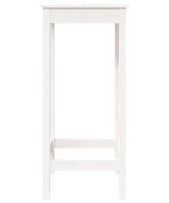 Tavolo Da Bar Bianco 50x50x110 Cm In Legno Massello Di Pino