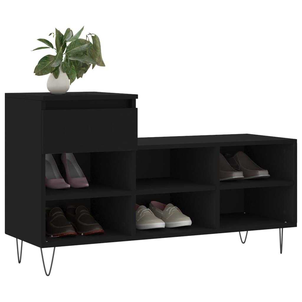 Scarpiera Nera 102x36x60 Cm In Legno Multistrato