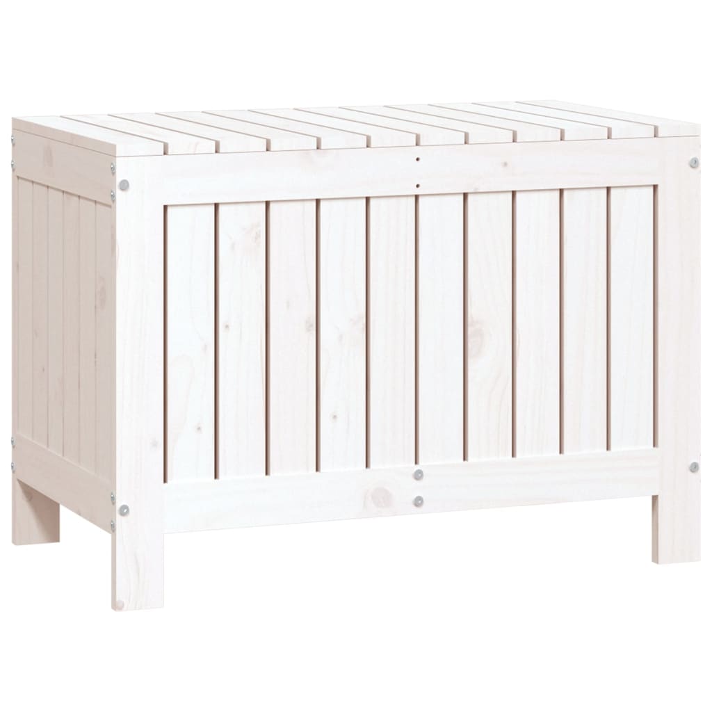Contenitore Giardino Bianco 76x42,5x54cm Legno Massello Di Pino