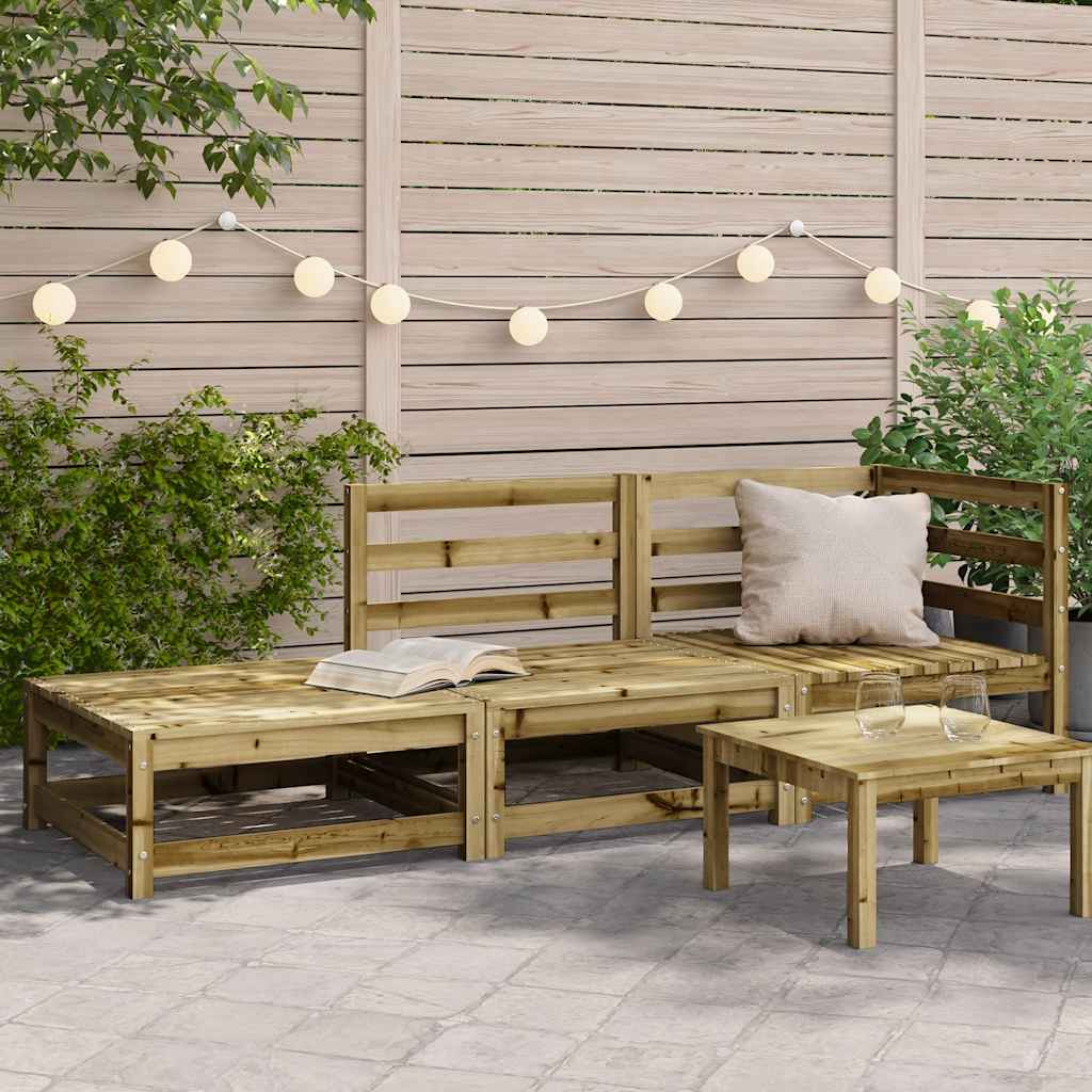 Divano Giardino Con Poggiapiedi 2 Sedute Legno Impregnato Pino