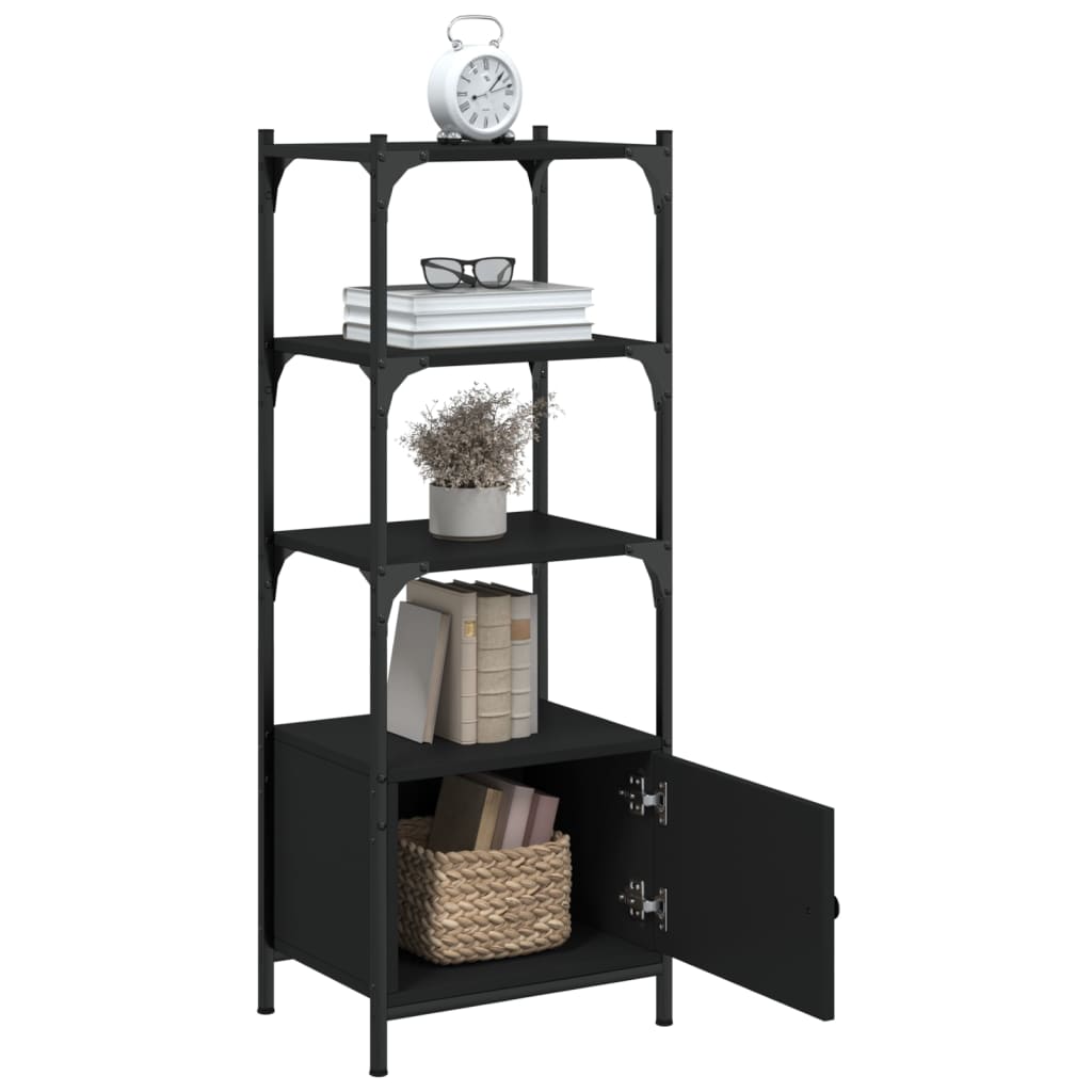 Libreria A 3 Ripiani Nera 41x30x109,5 Cm In Legno Multistrato