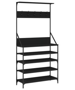 Appendiabiti Con Porta Scarpe Nero 90x34x184 cm