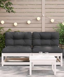 Divani Giardino Senza Braccioli Con Cuscini 2 Pz Pino Bianco