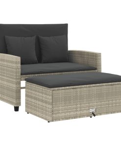 Divano Da Giardino Con Cuscini 2 Posti Grigio Chiaro Polyrattan