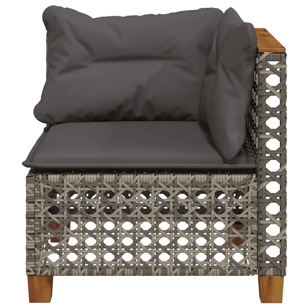 Divano Angolare Da Giardino Con Cuscini Grigio In Polyrattan