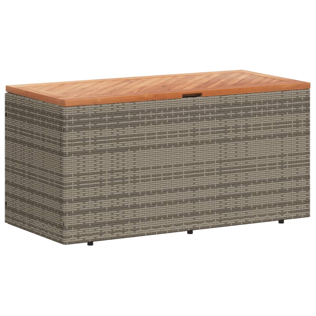 Contenitore Giardino Grigio 110x50x54cm Polyrattan Legno Acacia - Image 6