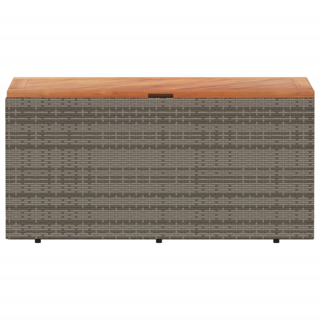 Contenitore Giardino Grigio 110x50x54cm Polyrattan Legno Acacia - Image 4