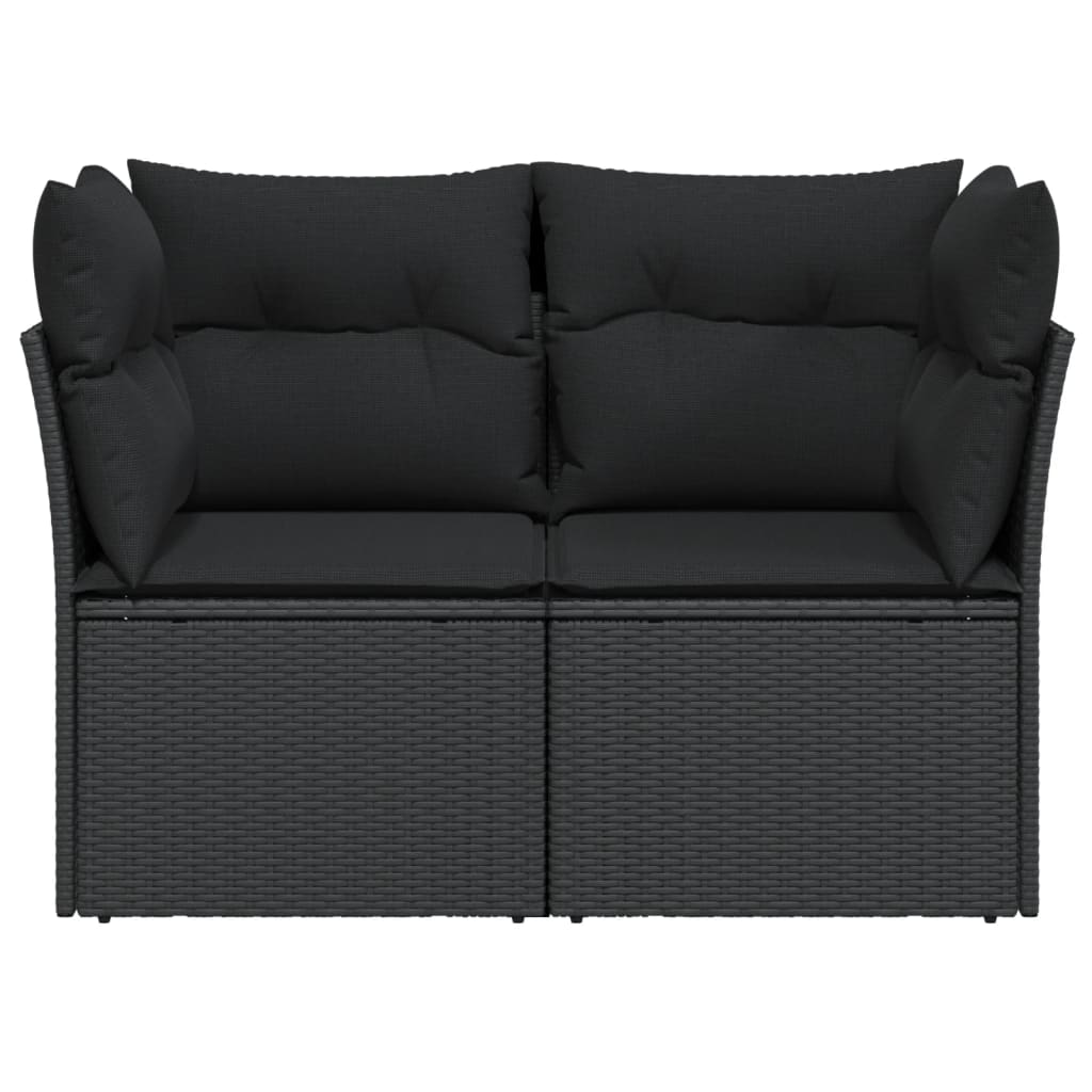 Divano Da Giardino Con Cuscini 2 Posti Nero In Polyrattan