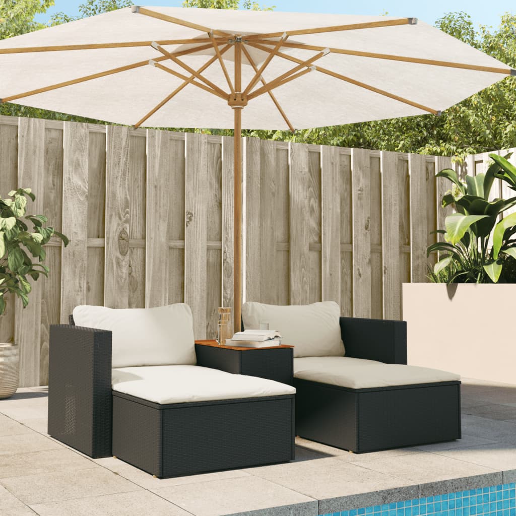 Set Divani Da Giardino 5 Pz Con Cuscini Nero Polyrattan Acacia - Image 6