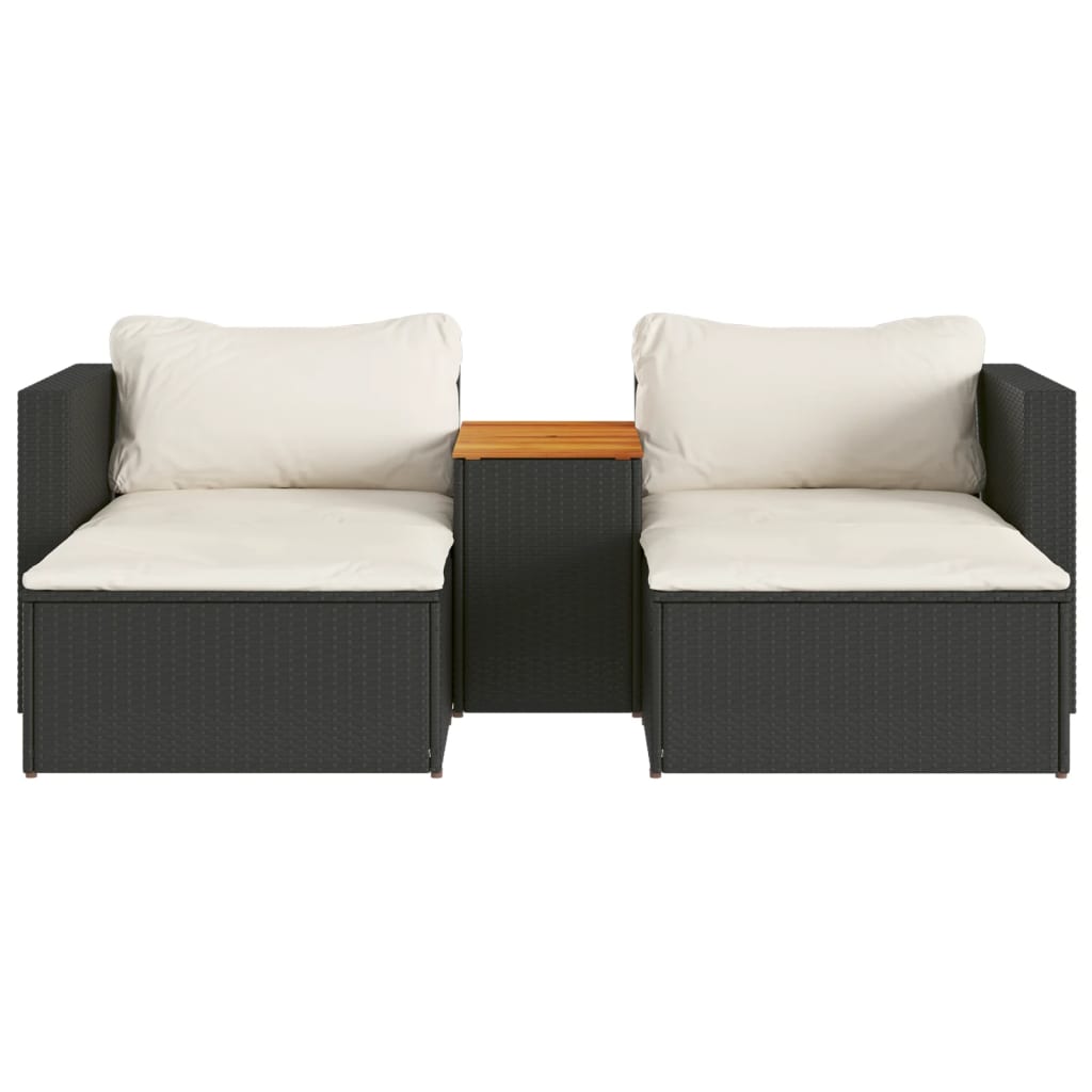Set Divani Da Giardino 5 Pz Con Cuscini Nero Polyrattan Acacia - Image 3