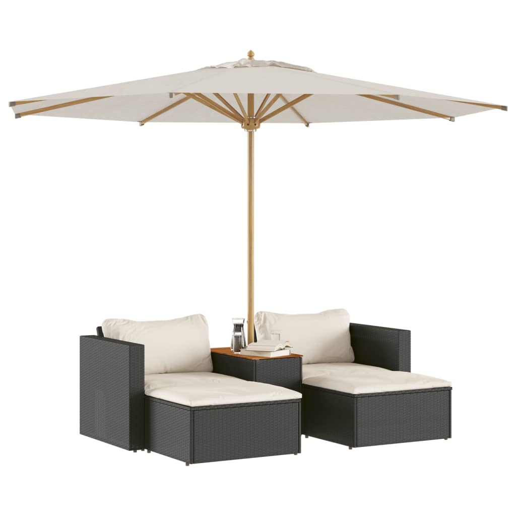 Set Divani Da Giardino 5 Pz Con Cuscini Nero Polyrattan Acacia - Image 4