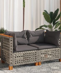 Divani Angolari Da Giardino Con Cuscini 2pz Polyrattan Grigio