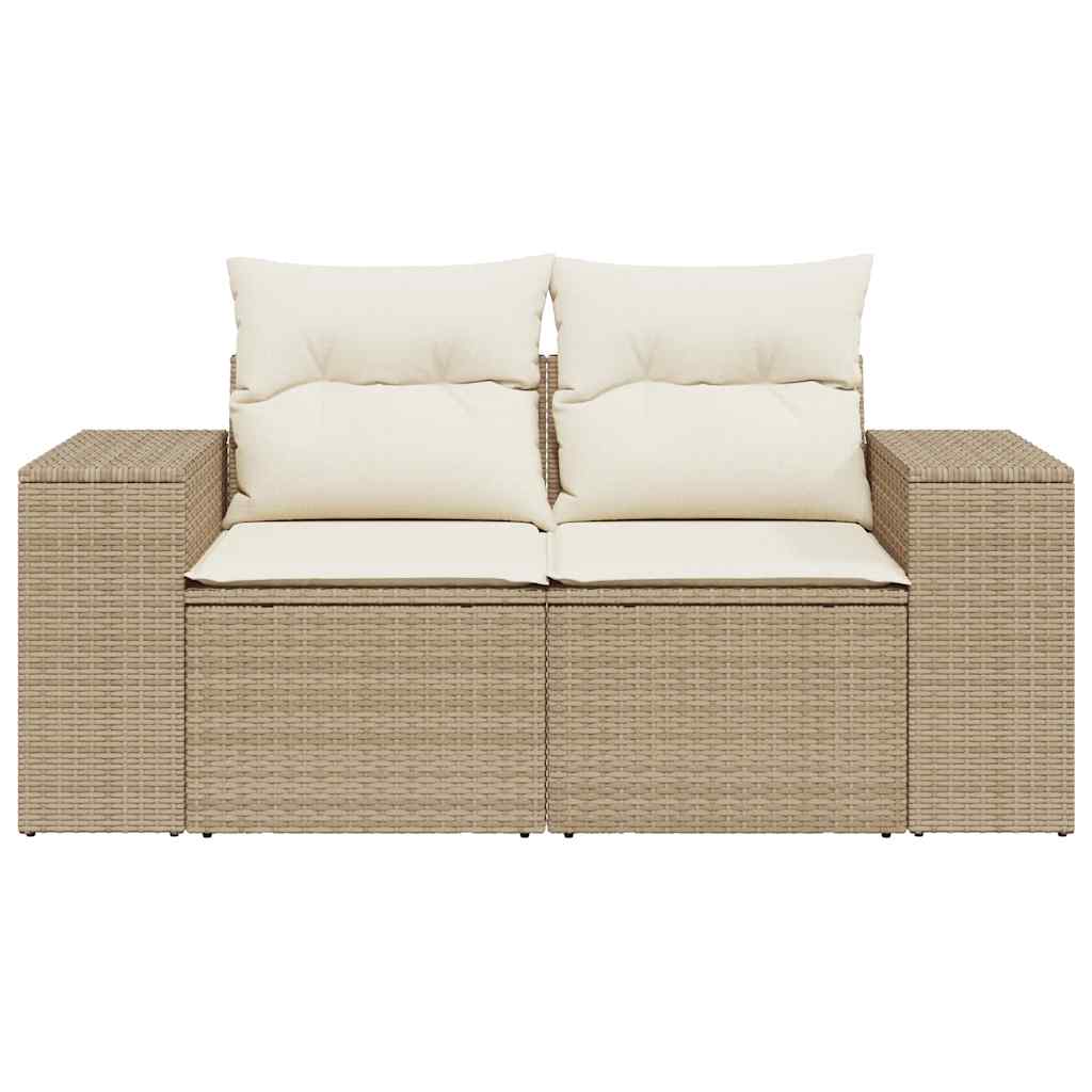 Divano Da Giardino Con Cuscini A 2 Posti Beige In Polyrattan