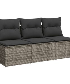 Divano Da Giardino Con Cuscini 3 Posti Grigio In Polyrattan