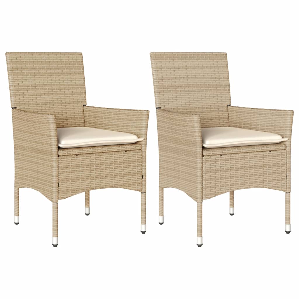 Sedie Da Giardino Con Cuscini 2 Pz Beige In Polyrattan - Image 3