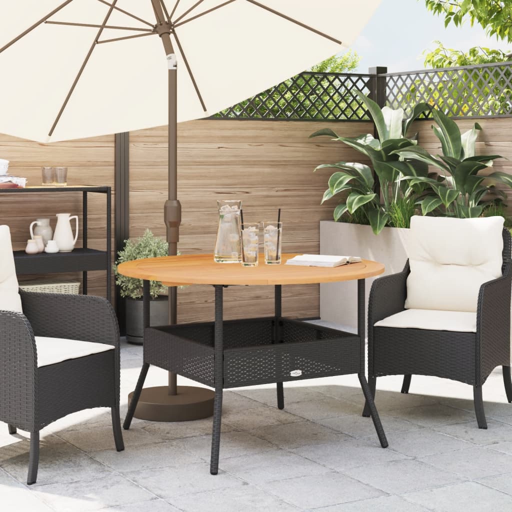 Tavolo Giardino Piano Legno Acacia Nero Ø110x71 Cm Polyrattan - Image 2