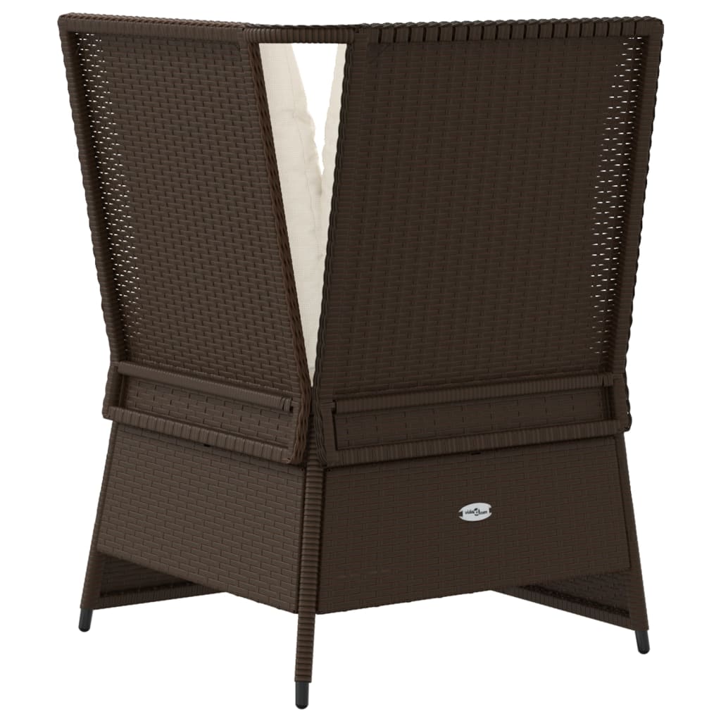 Divano Angolare Da Giardino Con Cuscini In Polyrattan Marrone