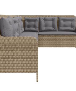 Divano Da Giardino Con Cuscini A L Beige In Polyrattan