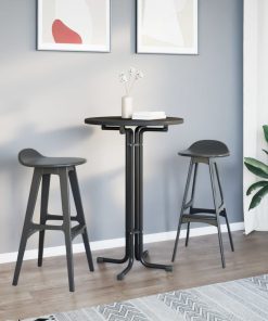 Tavolo Da Pranzo Nero Ø70x110 Cm Legno Multistrato E Acciaio