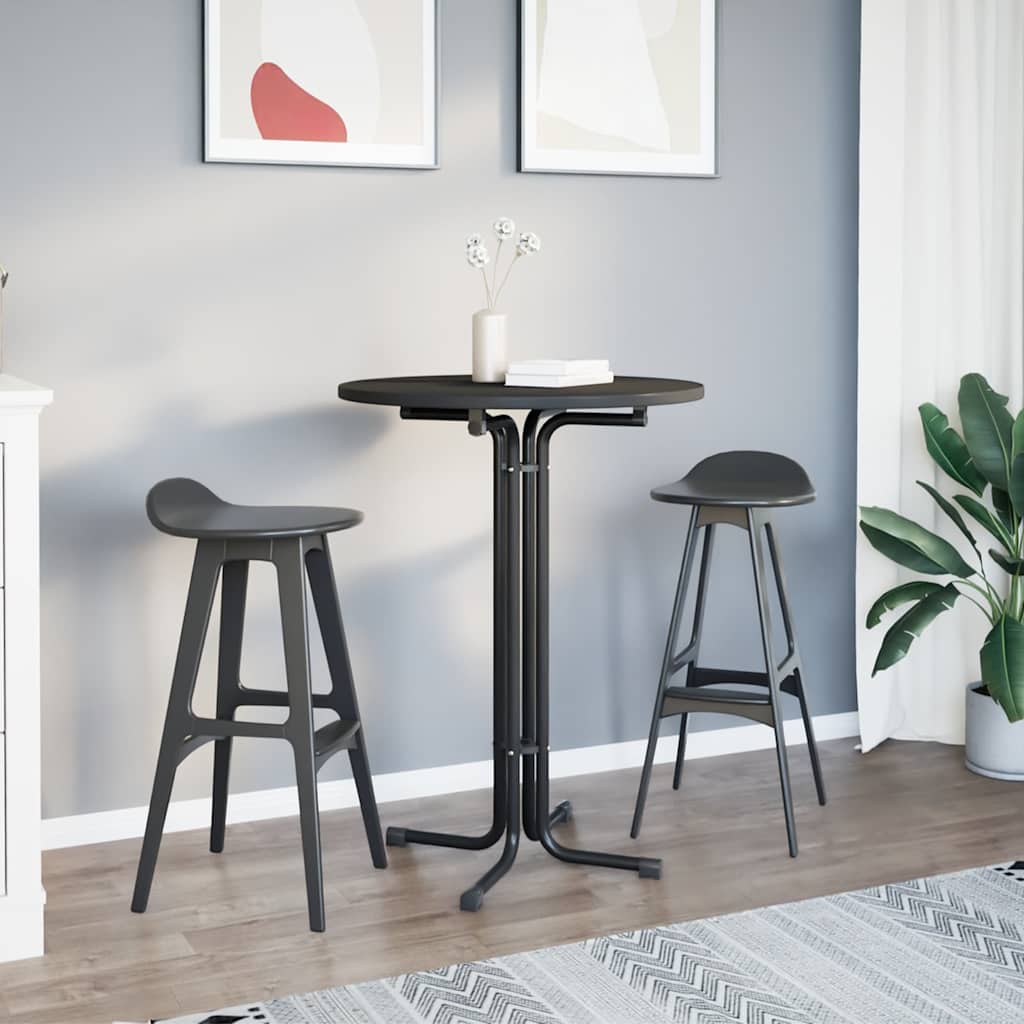 Tavolo Da Pranzo Nero Ø80x110 Cm Legno Multistrato E Acciaio