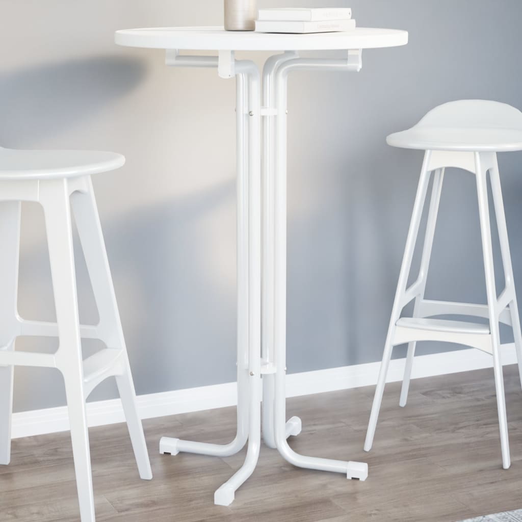 Tavolo Da Pranzo Bianco Ø70x110 Cm Legno Multistrato E Acciaio