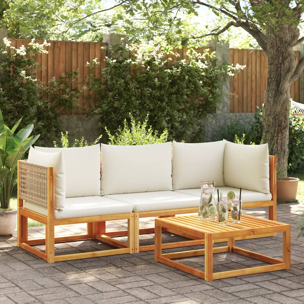 Divano Da Giardino Angolare Con Cuscini In Legno Di Acacia E Rattan