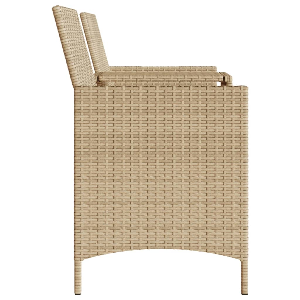 Divano Giardino 2 Posti Con Tavolo E Sgabelli Beige Polyrattan - Image 6