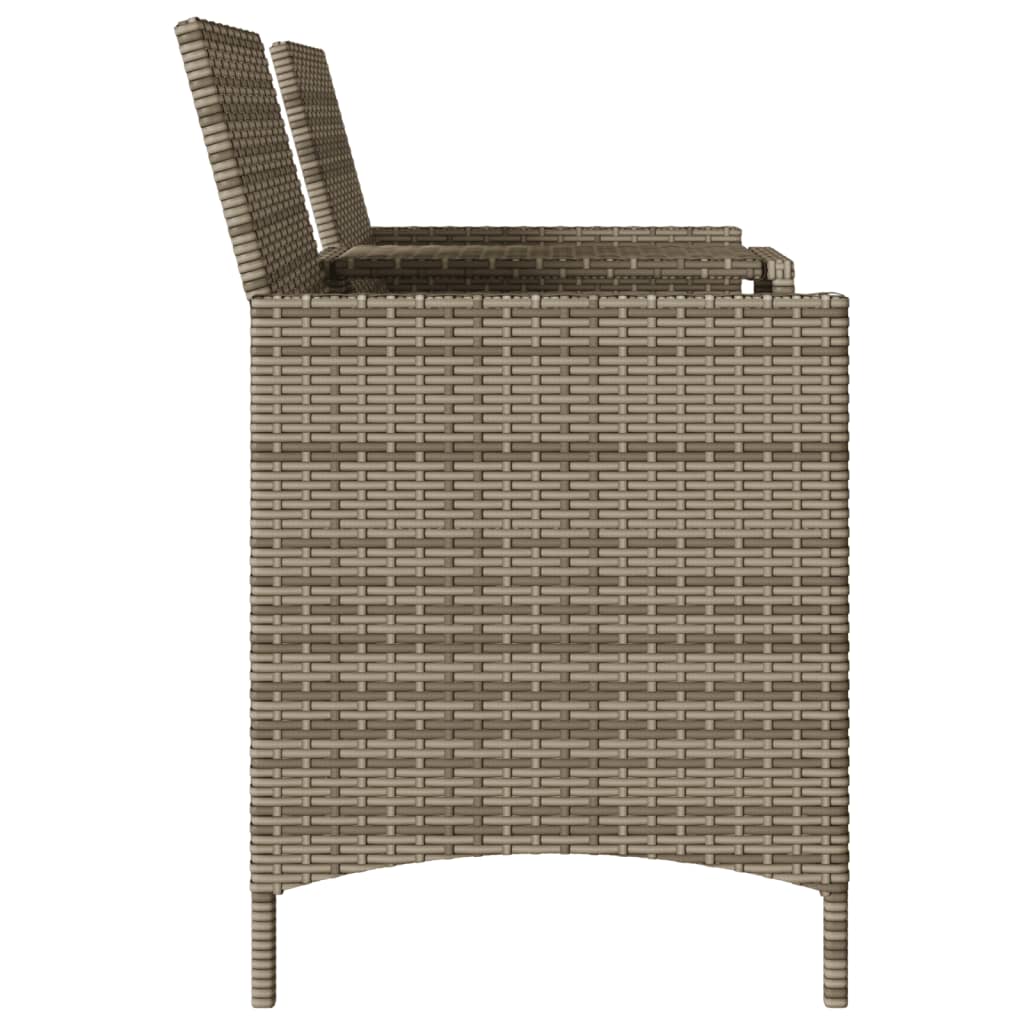 Divano Giardino 2 Posti Con Tavolo E Cuscini Grigio Polyrattan - Image 3