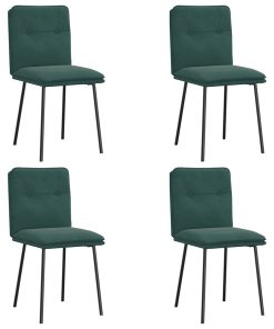 Sedie Da Pranzo 4 Pz Verde Scuro In Velluto