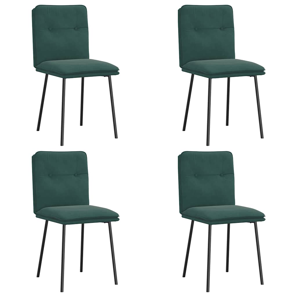 Sedie Da Pranzo 4 Pz Verde Scuro In Velluto