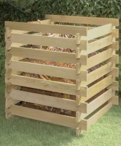 Compostiera Da Giardino A Doghe 90x90x90cm In Pino Impregnato