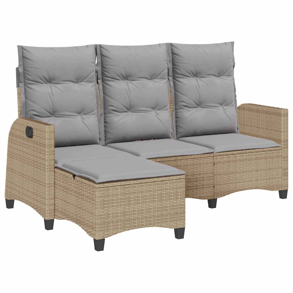 Divano Da Giardino Reclinabile Con Cuscini A L Beige Polyrattan