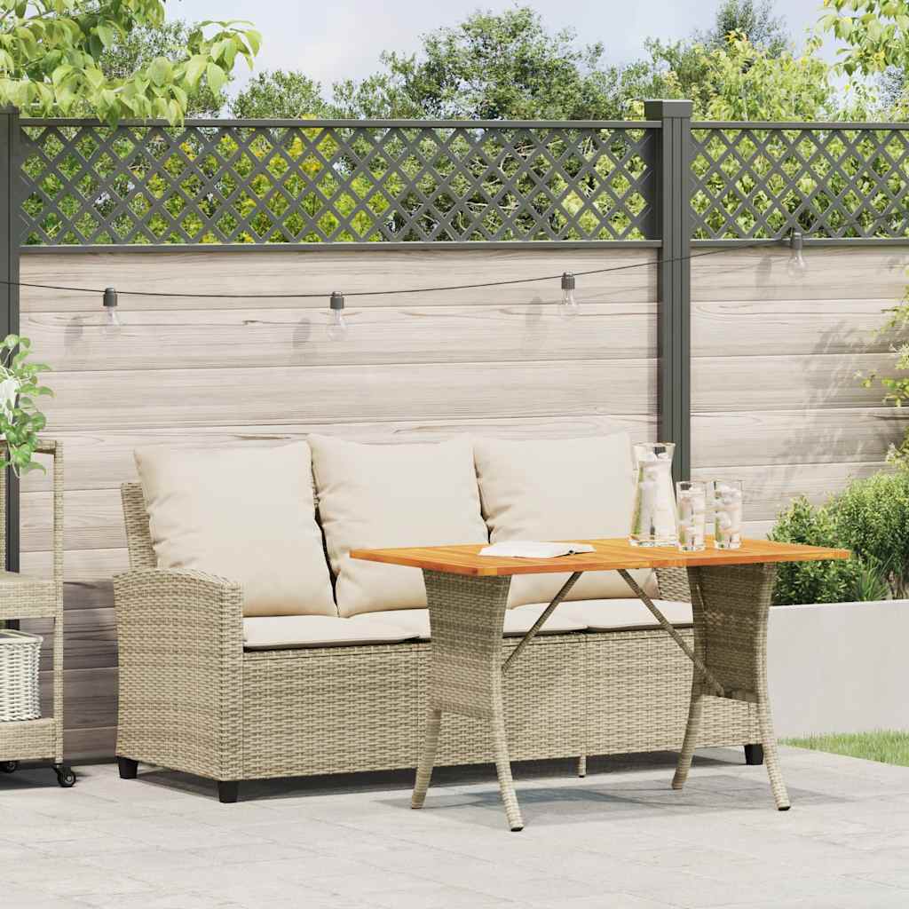 Divano Giardino 3 Posti Con Cuscini E Tavolo Beige Polyrattan