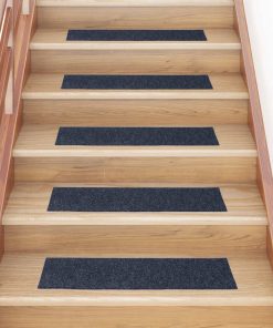 Tappetini Per Scale Autoadesivi 30 Pz 76x20 Cm Grigio Blu Rettangolari