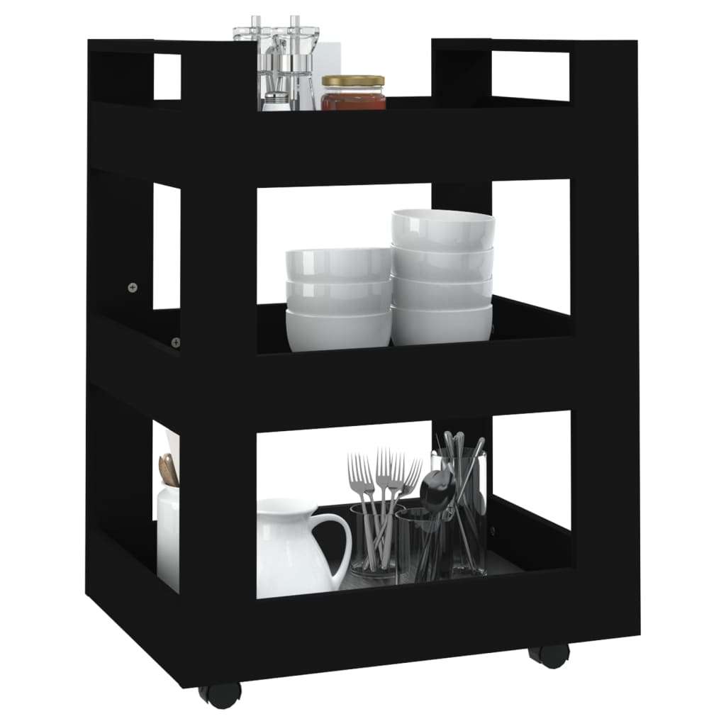 Carrello Da Cucina Nero 60x45x80 Cm In Legno Multistrato - Image 5