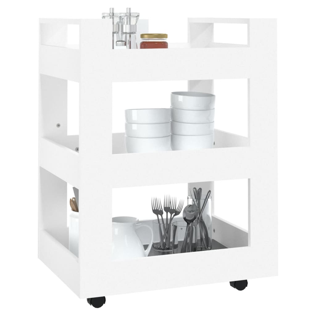 Carrello Da Cucina Bianco 60x45x80 Cm In Legno Multistrato