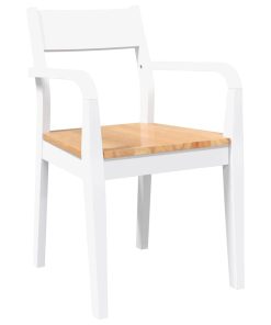 Sedie Da Pranzo 2 Pz Bianche In Legno Massello Di Hevea