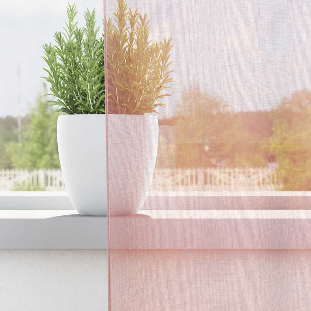 Tende In Voile Con Occhielli 2 Pz Rosa Chiaro 140x225 cm - Image 6