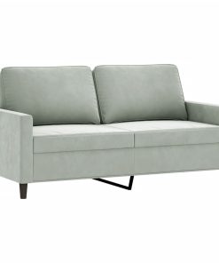 Set Di Divani 2 Pz Con Cuscini Grigio Chiaro In Velluto