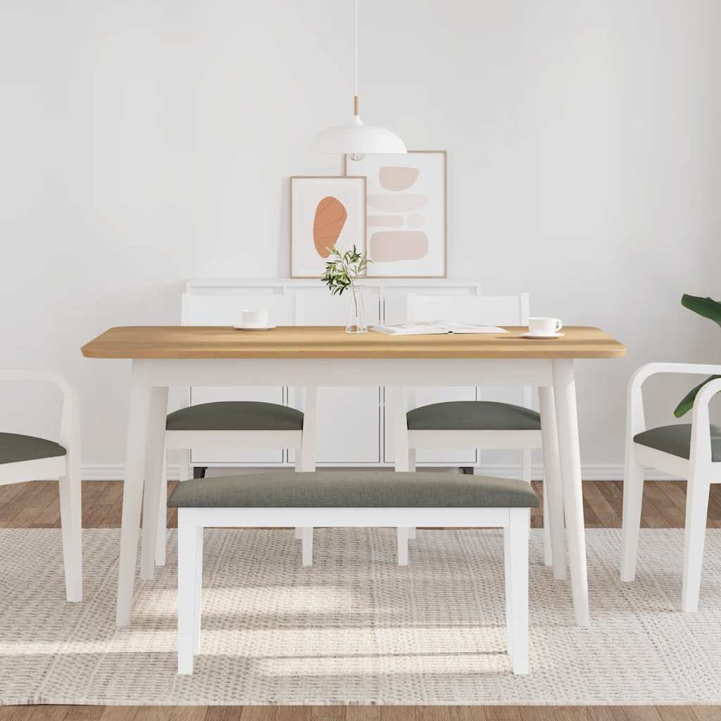 Panca 90 Cm Bianco In Legno Massello Di Hevea - Image 4