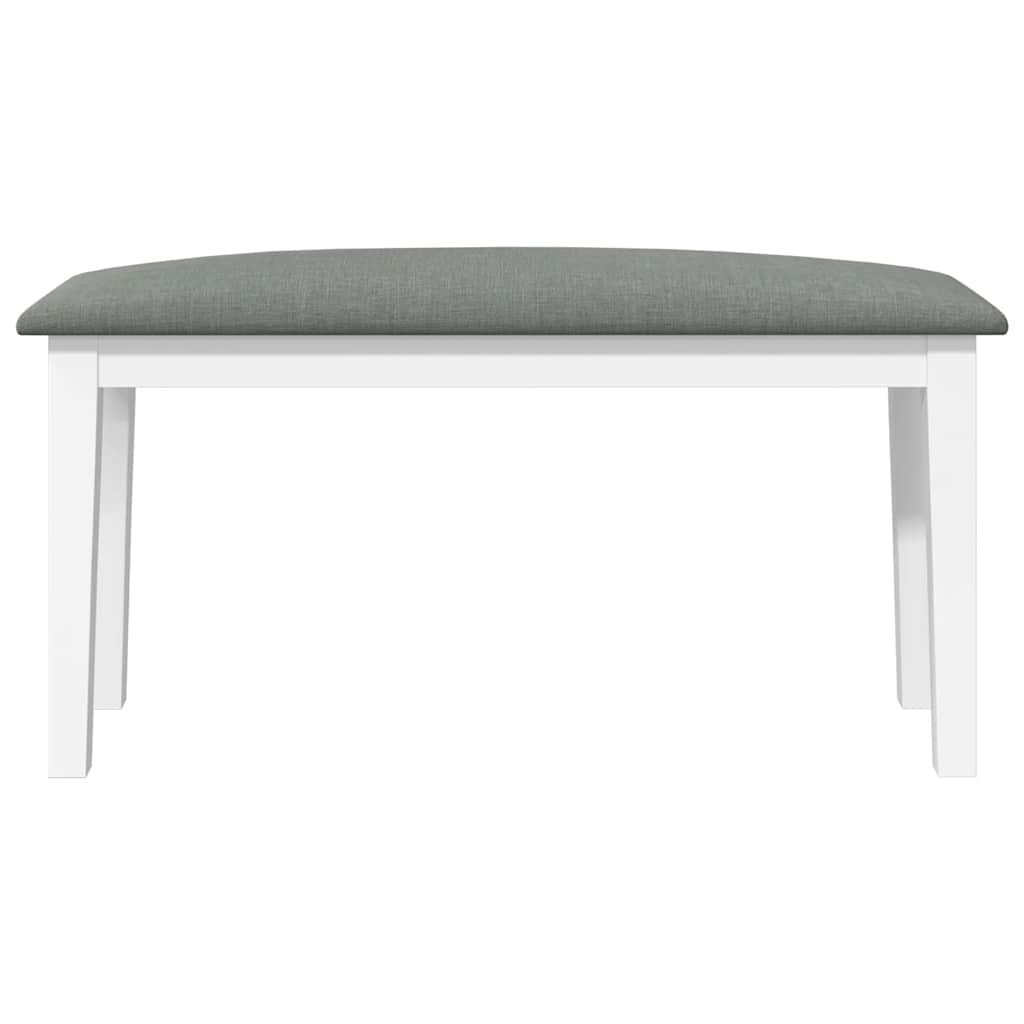 Panca 90 Cm Bianco In Legno Massello Di Hevea - Image 5