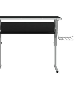 Scrivania Nera E Grigia 110x53x(58-87) Cm Multistrato E Acciaio