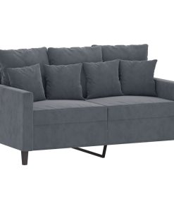 Set Di Divani 2 Pz Con Cuscini Grigio Scuro In Velluto